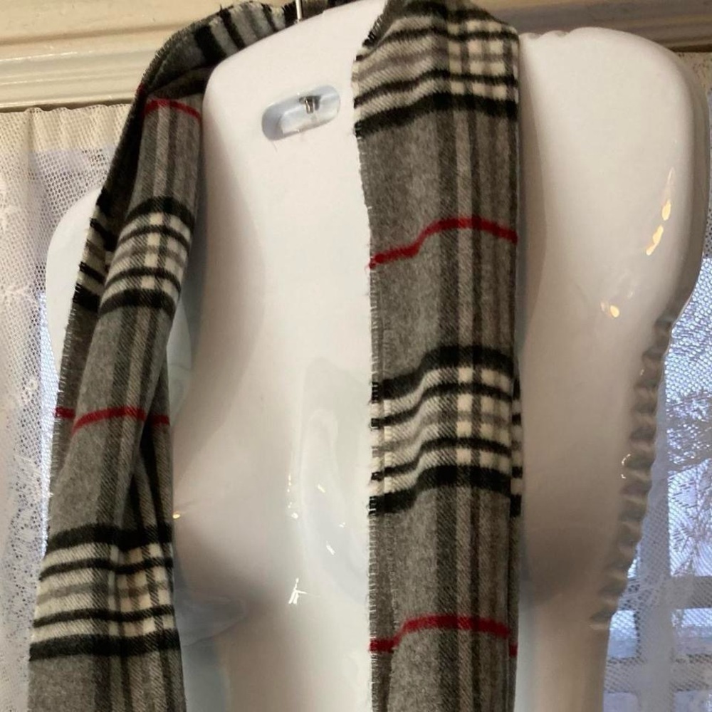 Grey and red plaid scarf Cashmink